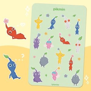 Pikmin 4x6 Matte Sticker Sheet | Bullet Journal Stickers | Cute Planner Stickers | Stationary