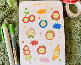 Smiski Fruit 4x6 Matte Sticker Sheet | Bullet Journal Stickers | Cute Planner Stickers | Stationery