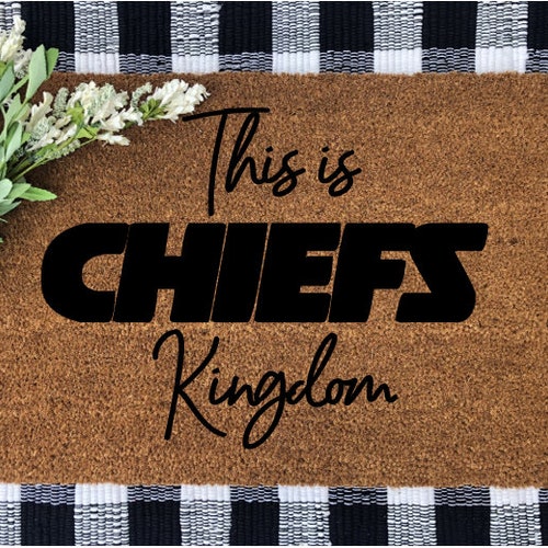 KC Chiefs Kingdom Door Mat Kansas City Chiefs Doormat Hand Etsy