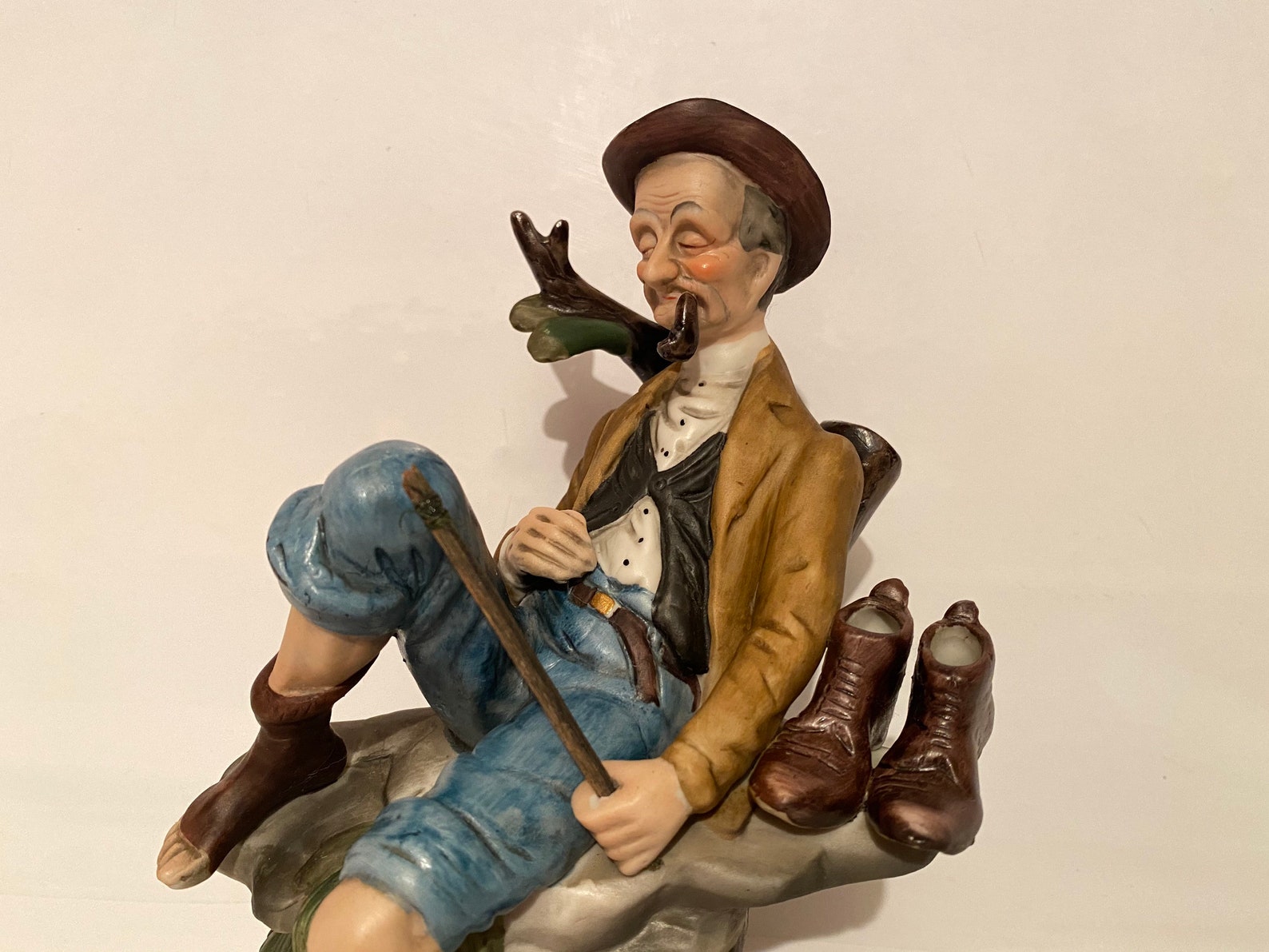 Vintage Ceramic Fisherman Figure Gifts Home Decor Ornament Etsy