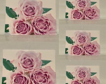 Set of 5 Greetings Card Postcards With Envelopes Gifts Cards Flowers Design Three Roses