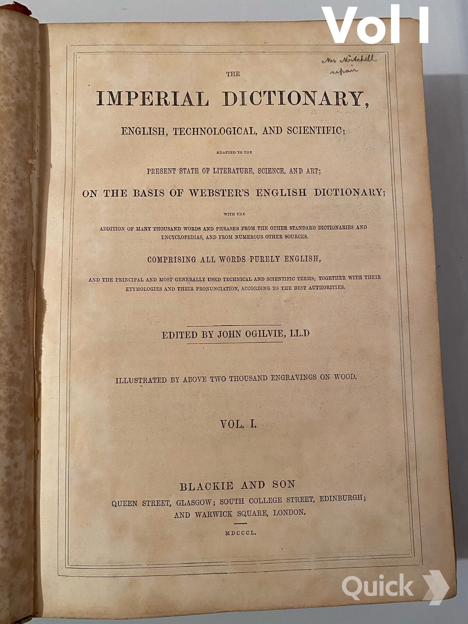 Antique The Imperial Dictionary of the English Language Vol I Etsy