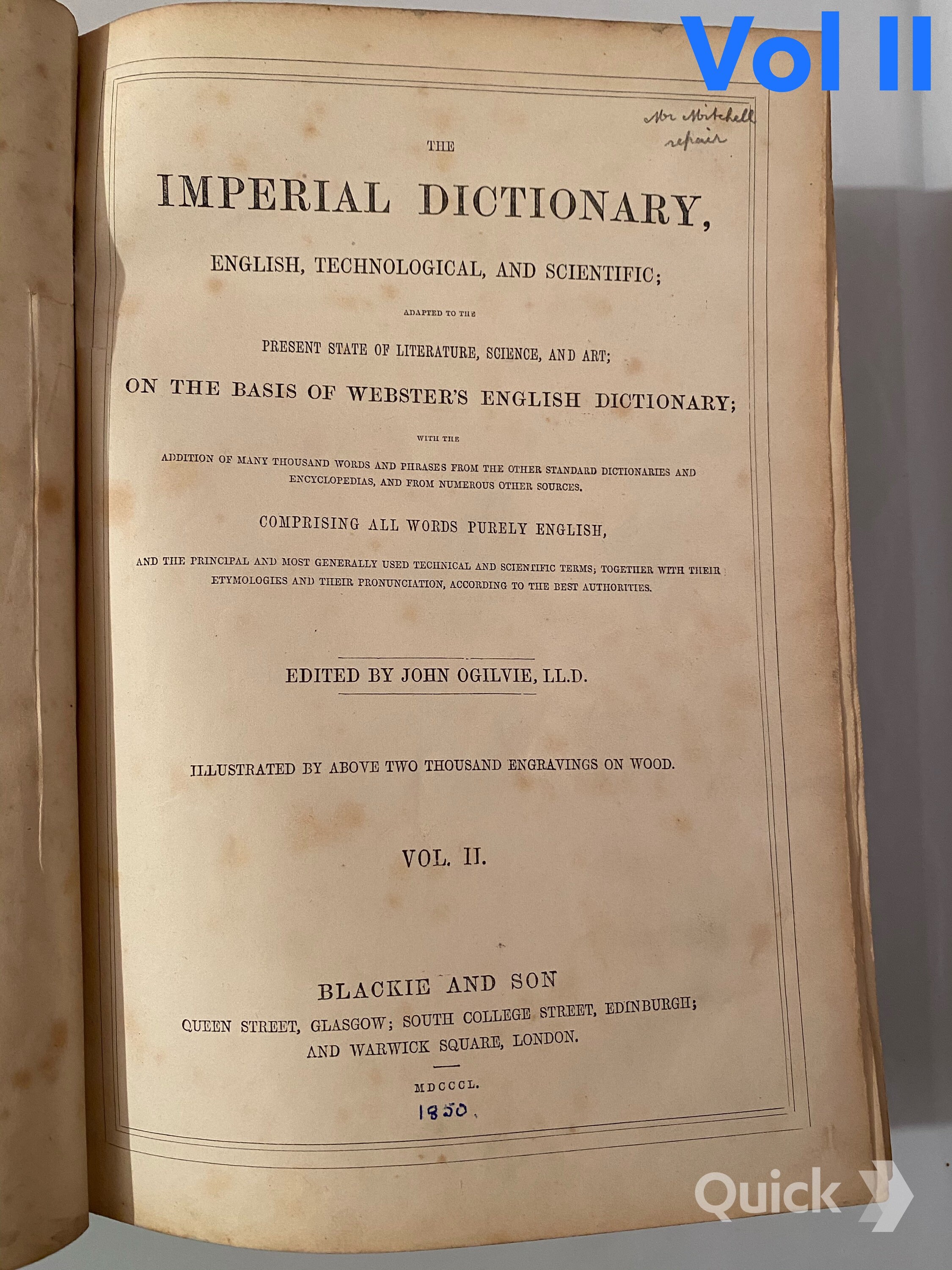 Antique The Imperial Dictionary of the English Language Vol I Etsy