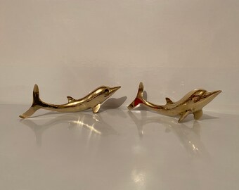 Vintage Brass Dolphin Pair Figure Sea Life Dolphins Gifts Home Decor Ornament