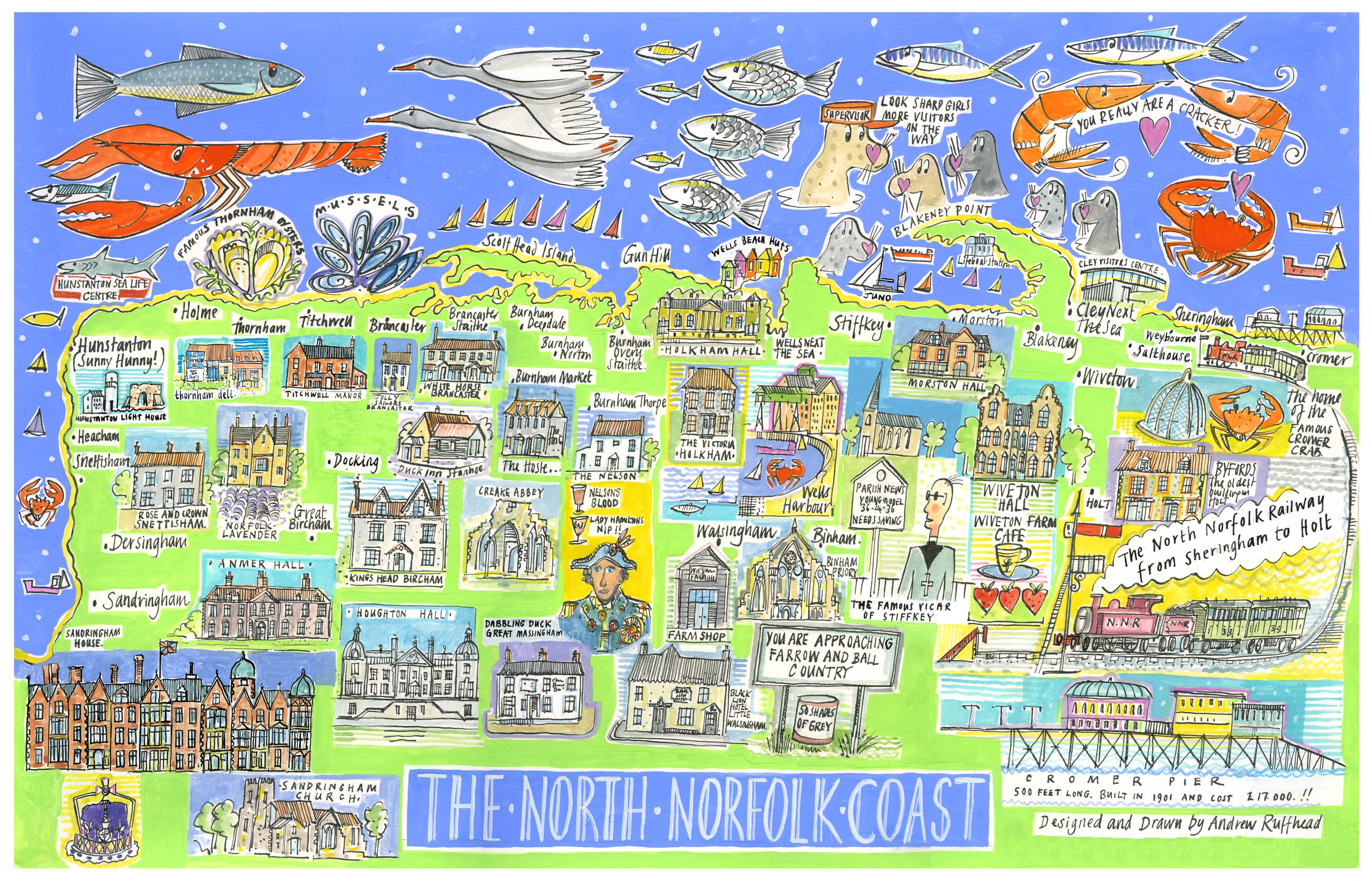 North Norfolk Coastal Map Etsy
