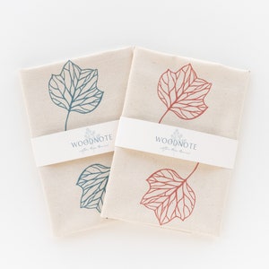 Tulip Poplar Leaf Dish Towel, Block Printed Tea Towel, Printed Kitchen Towel, Cotton Dish Towel, Hand Towel, Zero Waste, Housewarming Gift