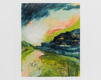 Acrylic Abstract Landscape Fine Art Print, Contemporary Abstract Painting, 8x10 inch Giclée Print
