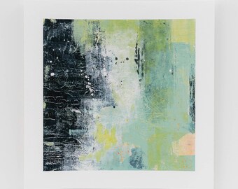 Abstract Fine Art Print, Blue & Green Abstract Wall Art, 8x8 inch Giclée Print