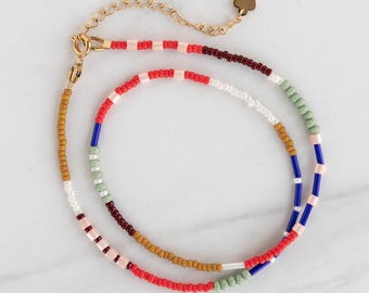 Colorful Beaded Choker Necklace, Handmade Seed Bead Necklace, Layering Necklace, Friendship Necklace, Tarnish Resistant Clasp
