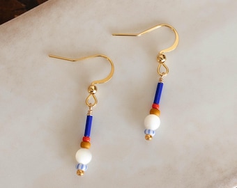 Colorful Beaded Dangle Earrings, Handmade Unique Jewelry, Hypoallergenic Ear Hooks