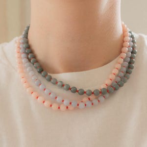 Handmade Jade Beaded Necklace, Colorful Gemstones and Glass Seed Beads, Gold Findings