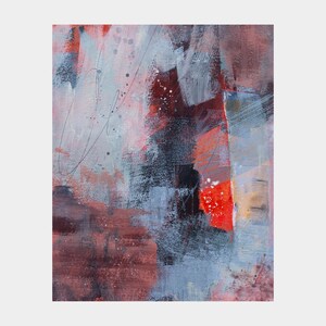 Vermillion Storm II - abstract 8x10 inch original painting, acrylic mixed media painting, one-of-a-kind-painting, abstract wall art