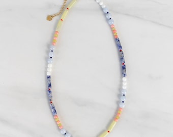 Colorful Pearl Beaded Necklace, Unique Handmade Jewelry, Gift for Her