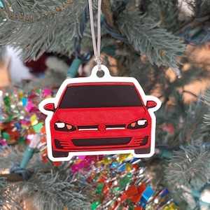 1 Volkswagen GTI Ornament, Choose your Color | Christmas Ornaments for Car Enthusiasts | Golf GTI Lover Christmas Gift Stocking Stuffer