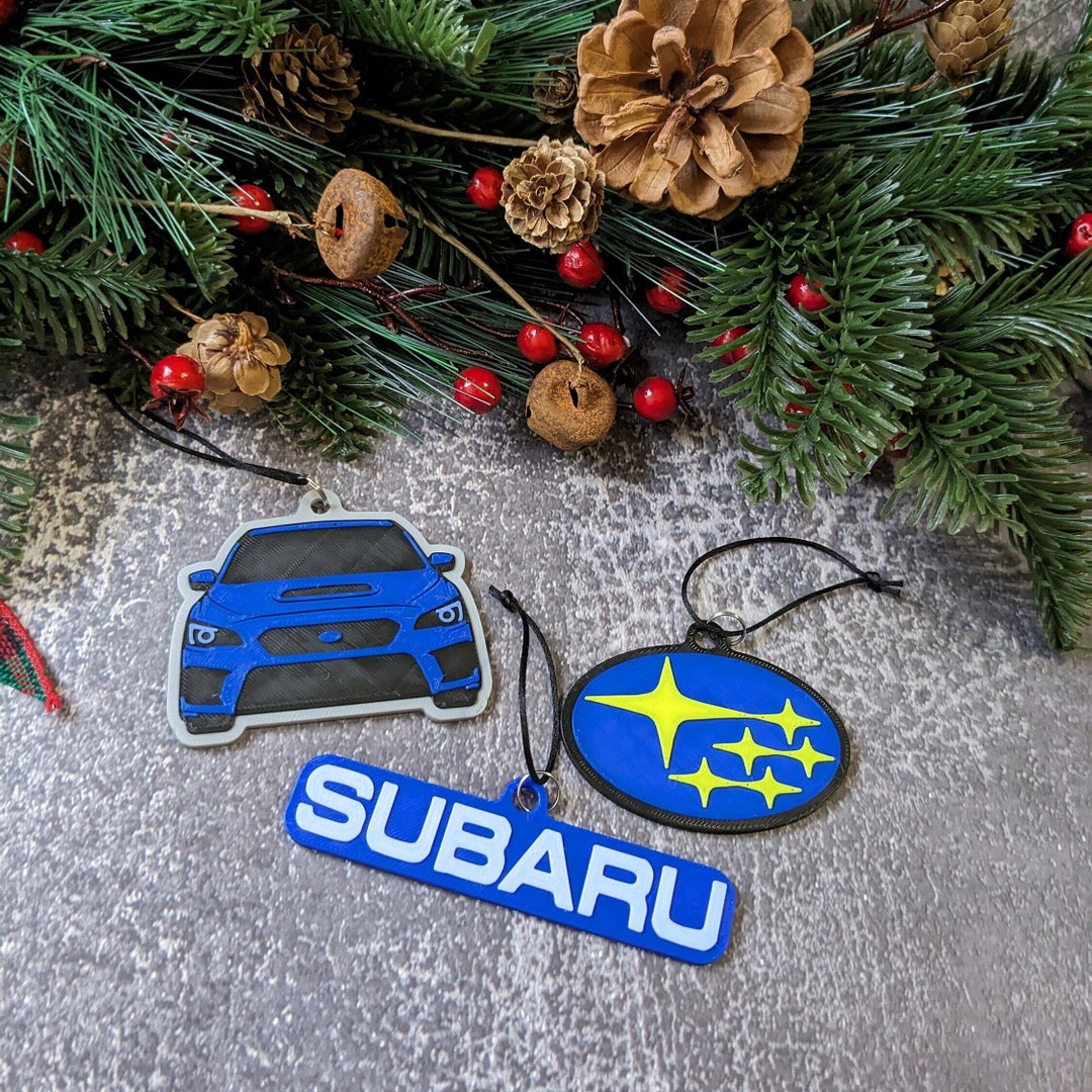 3 Piece Subaru WRX Ornament Gift Set Christmas Ornaments for Car