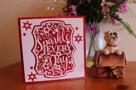 Unique Handmade Greetings Card, Sparkly, Glittery, personalise