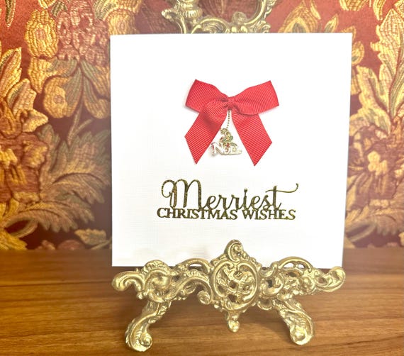 Unique Handmade Christmas Card with Enamelled Charm