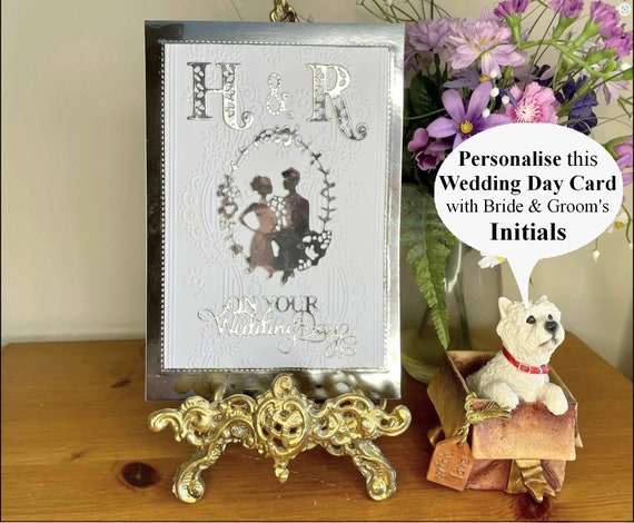Handmade  Personalised Initials Wedding Day Card