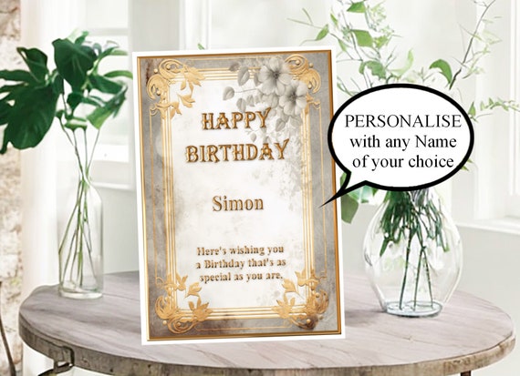 Personalised Birthday Card, any Name in a Vintage Frame Card