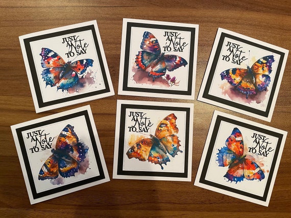 Pack of 6 Luxury Note Cards with Envelopes -  Beautiful Butterflies