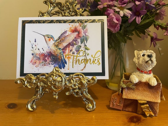 Unique Handmade Hummingbird Thank You Card