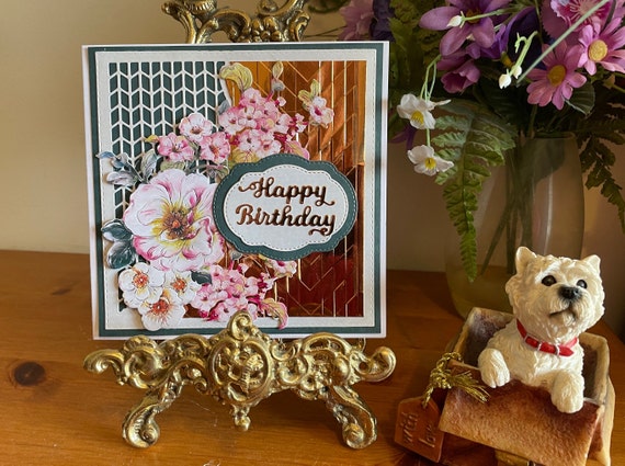 Handmade  3D Birthday Card, Decoupage Flowers, Unique, Personalise