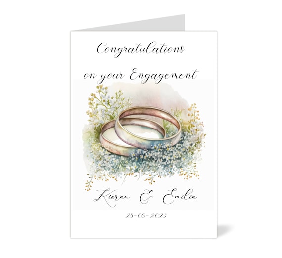 Personalised Engagement Rings Card, can be left Blank or Message Inside Greeting Card at no extra cost, Free Postage