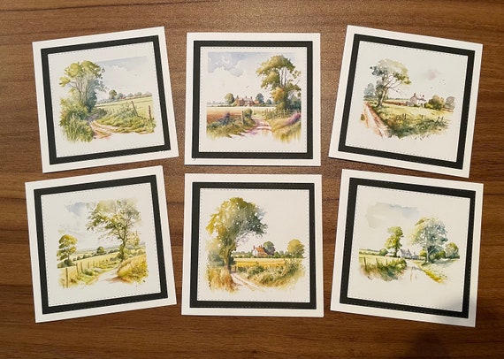 Pack of 6 Luxury Note Cards with Envelopes -  Beautiful English Country Scenes - Set B