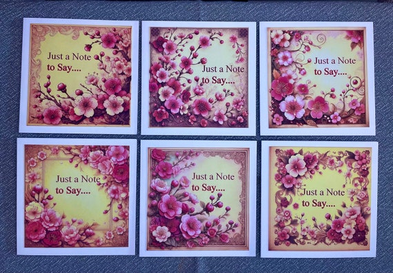 Pack of 6 Just a Note to say Notelet Cards with Envelopes, Blank