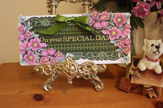 Slimline Handmade Card Any Occasion, Birthday etc