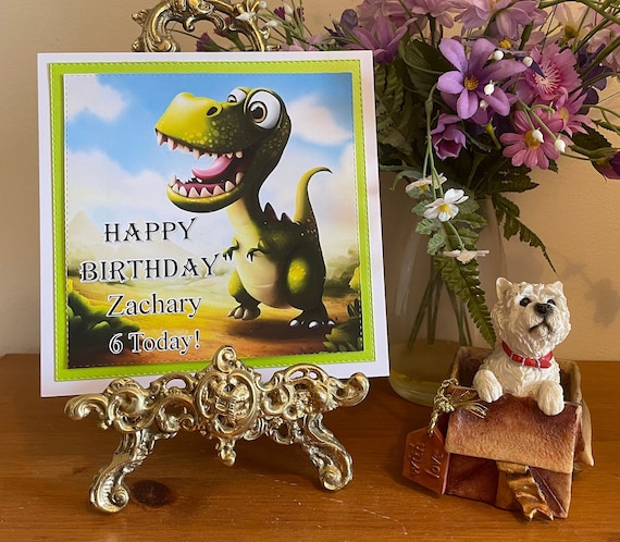 Personalised Funny Dinosaur Handmade Birthday Card