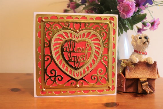 Unique Handmade Love Heart Romantic Card, All My Love