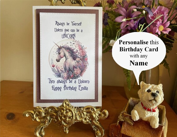 Personalised Unique Handmade Unicorn Birthday Cards, 4 Designs to Choose From, any Name