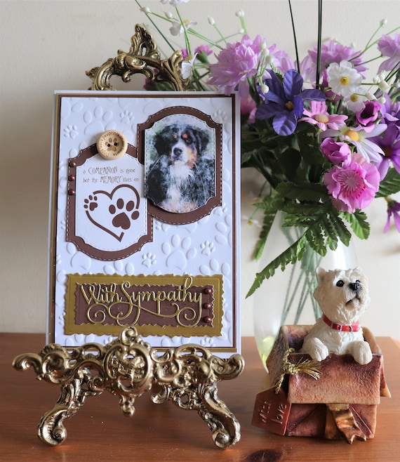 Handmade Dog Bereavement With Sympathy Card, Dogs Leave Paw Prints On Our Hearts Button, A COMPANION is gone, but the MEMORY lives on