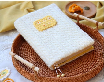 Cute Knit Cover for 2026 Journal, Planner, Notebook, Dairy or Book, compatible with Hobonichi, Moleskine, Midori and Book (Yellow）