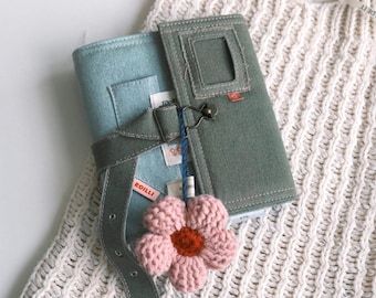 2026 Weekly Monthly Binder Planner with 6 rings A7 Journal Agenda Diary Canvas Cover Tabs Elastic Closure Inner Pocket (flower excluded)
