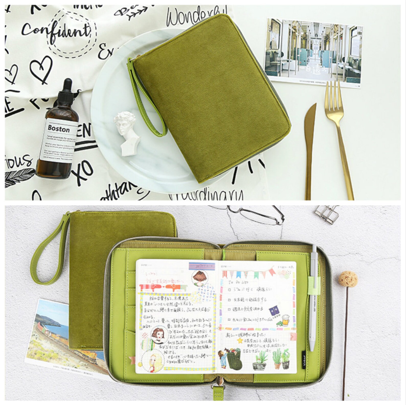 A6 Zippered Planner Case and Journal With Cotton PU Leather Etsy