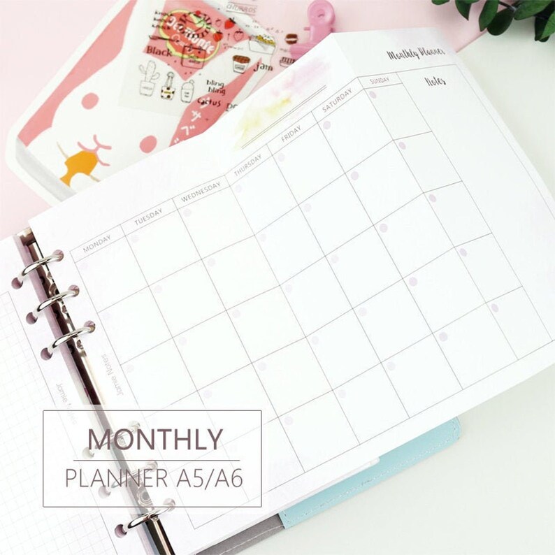 Monthly Planner Refill Papers Three Fold Refills for A5 /A6 Etsy