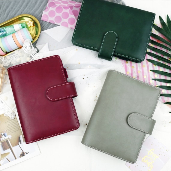 2021 Personal Business Planner / Journal / Agenda with Premium Faux Leather, 6 Binder Rings and Refillable Inserts (A5/A6 Size)