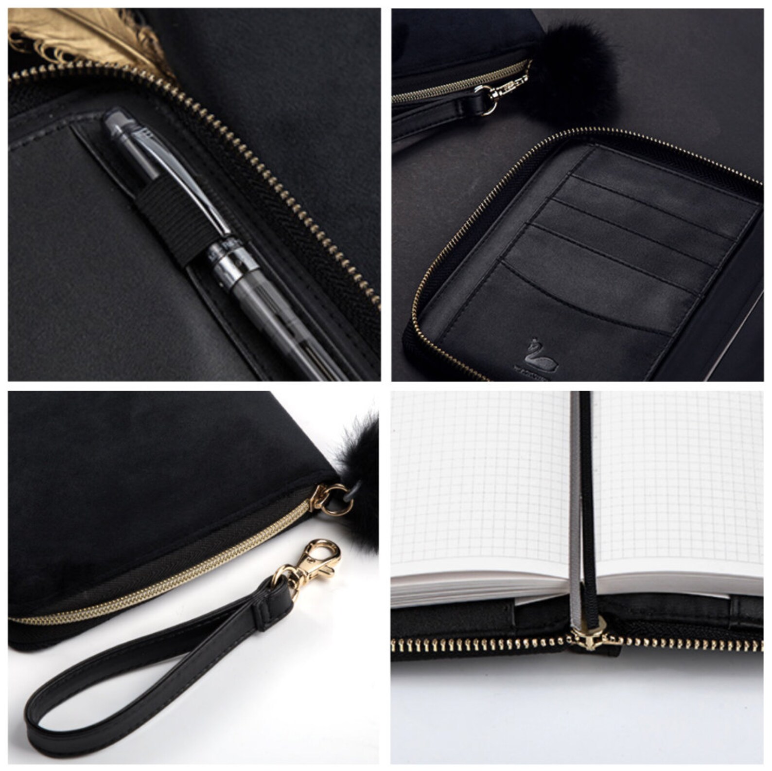 A6 Zippered Planner Case and Journal With Velvet PU Leather Etsy