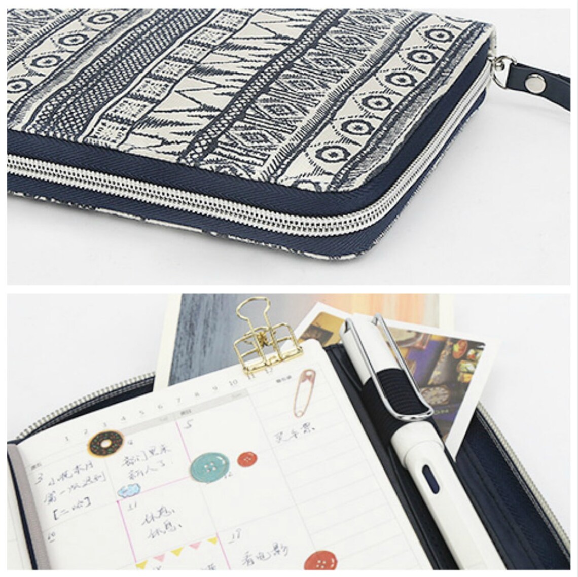 A6 Zippered Planner Case and Journal with Canvas PU Leather Etsy