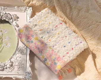 Adjustable Pink Tweed Cover for A6 Notebook Journal, Planner, Dairy, Book for Hobonichi, Moleskine, Midori and others with bookmarks