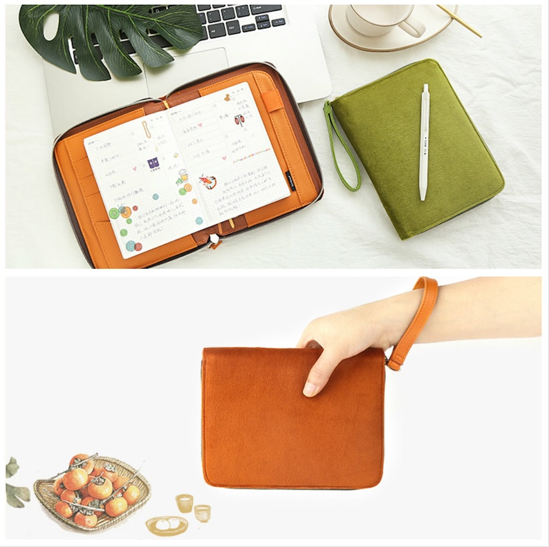 A6 Zippered Planner Case and Journal With Cotton PU Leather Etsy Canada