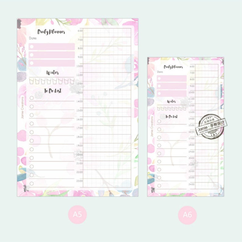 Floral Daily Planner Refills/inserts for A5/A6 6hole Binder Etsy
