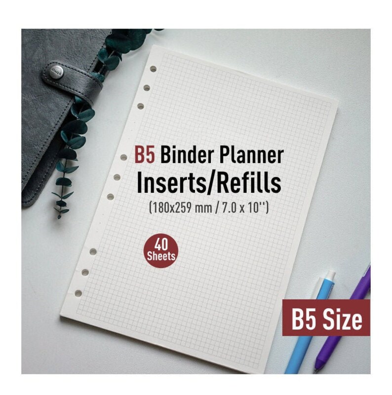 B5 Planner Insert Refill Papers for 9 Hole/Ring Binder Etsy