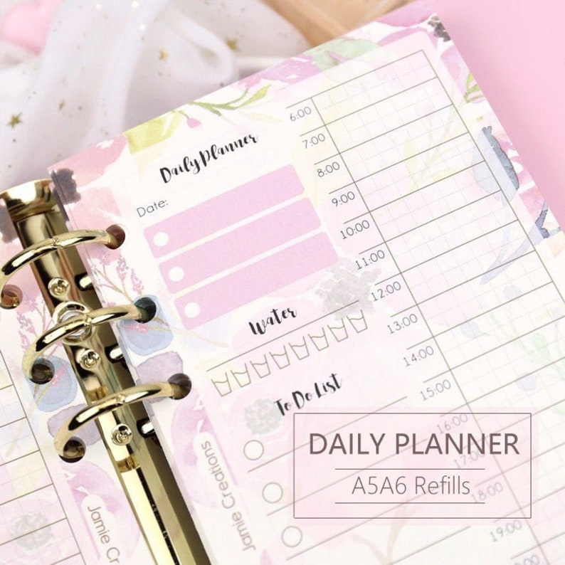 Floral Daily Planner Refills/Inserts for A5/A6 6Hole Binder Etsy