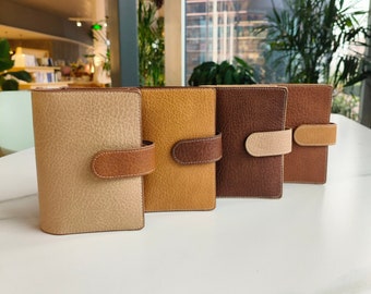 A7 Binder Planner Notebook Journal Agenda Diary Faux Leather Soft Cover with 6 Binder Rings and Refillable Inserts (Brown/Amber/Caramel)