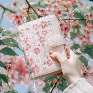 Hobonichi-Style Cherry Planner Set / Journal / Agenda with Refillable Insert, EF Pen and Index Sticker - Gift Set Packaging (A6 / A5)