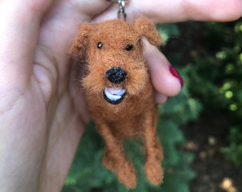 Needle felt Pet Portrait Keychain, Pet portrait personalized, Dog keychain, Dog figurine keychain, Dog lover gift, Dog Mom Keychain