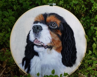 Large 30cm Dog Portrait, Your Cavalier King Charles, Commission Dog memorial, Needle felted Dog, Gift for dog owner, Gift after pet loss